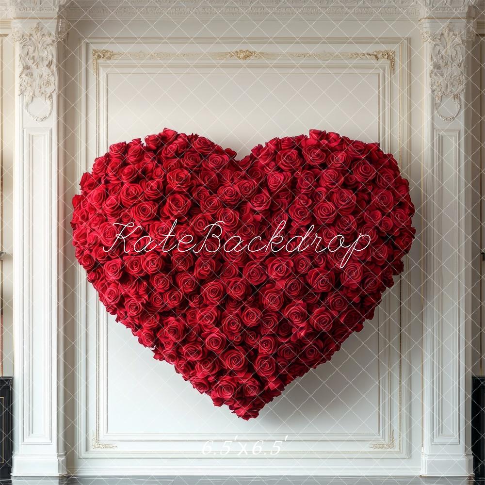 Kate Valentine Red Rose Heart Retro Backdrop Designed by Mini MakeBelieve