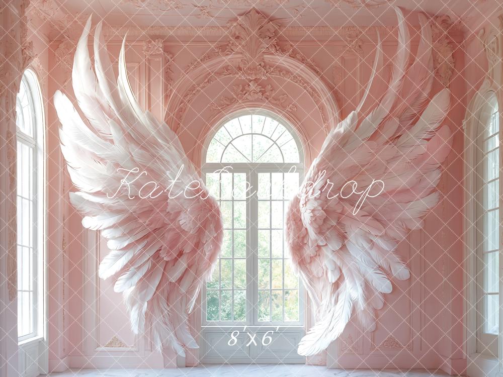 Kate Angel Wings Pink Arched Window Backdrop Designed by Emetselch