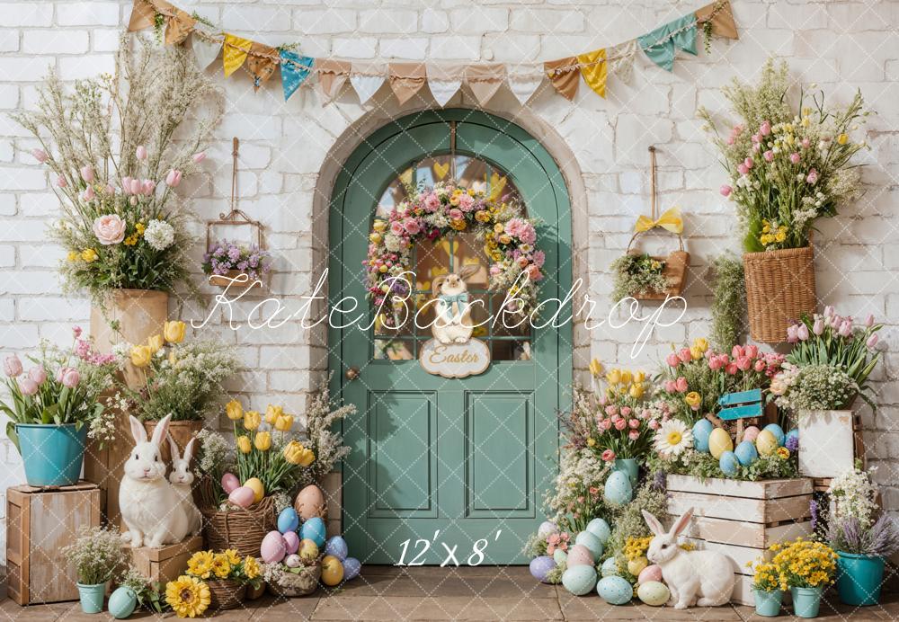 Kate Easter Bunny Flowers Door Backdrop Designed by Emetselch