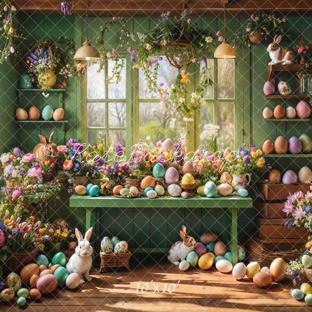 Kate Easter Window Bunny Flowers Eggs Backdrop Designed by Emetselch