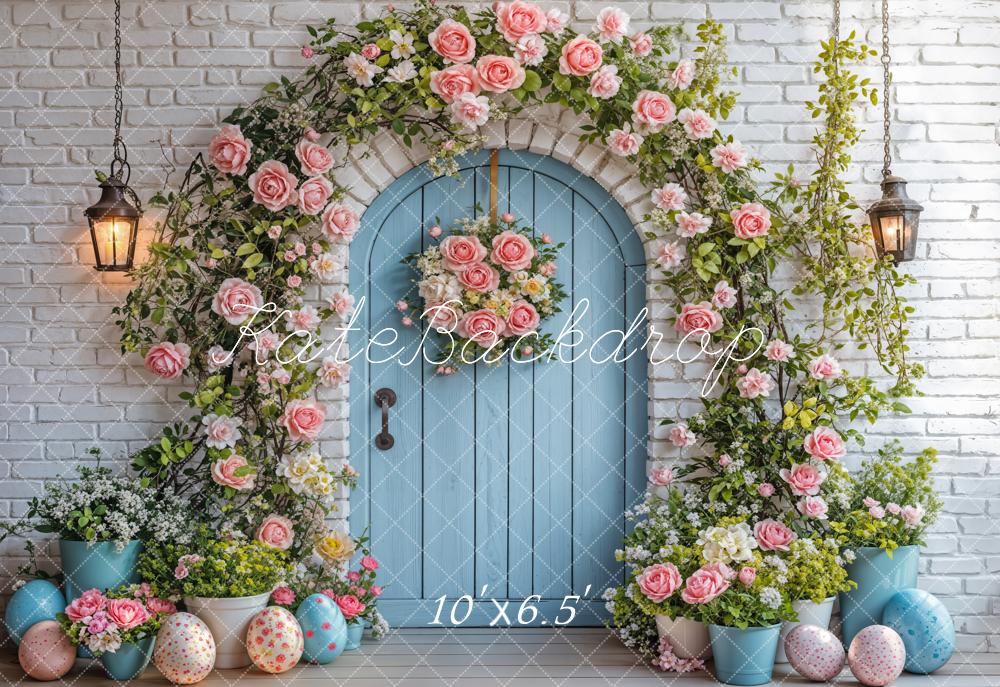 Kate Easter Flower Arch Blue Door Backdrop Designed by Emetselch