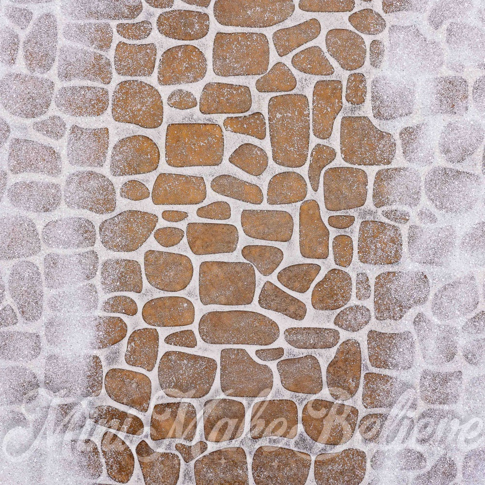 Kate White Glitter Brown Cobblestone Path Floor Backdrop Designed by Mini MakeBelieve