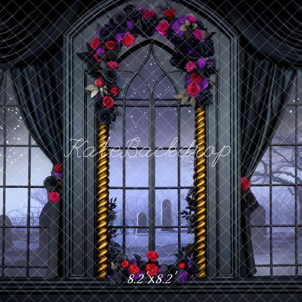 Kate Halloween Skeleton Room Arch Window Backdrop Designed by Mini MakeBelieve