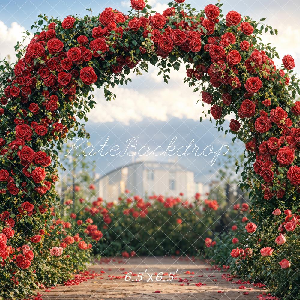 Outdoor Flower Arch Red Roses Foto Achtergrond Designed by Emetselch