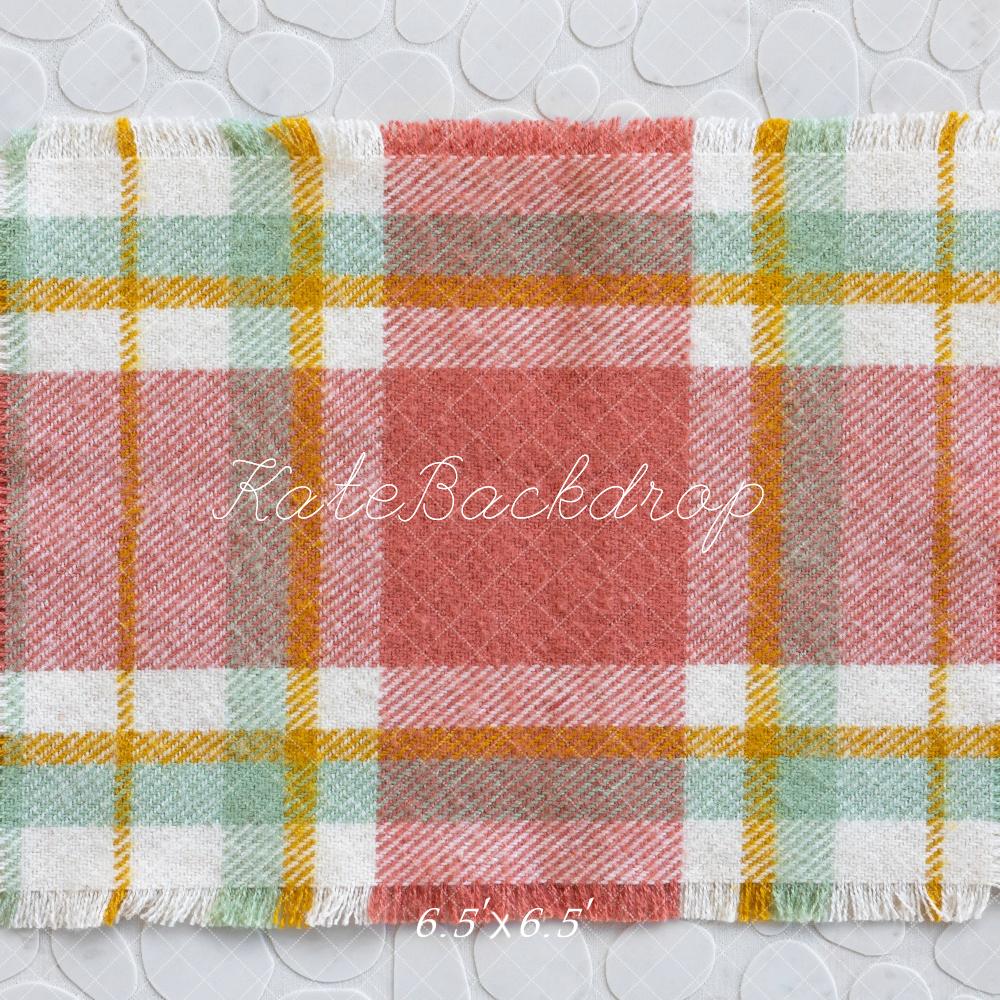 Kate Newborn Red Plaid Pattern Floor Backdrop Designed by Mini MakeBelieve