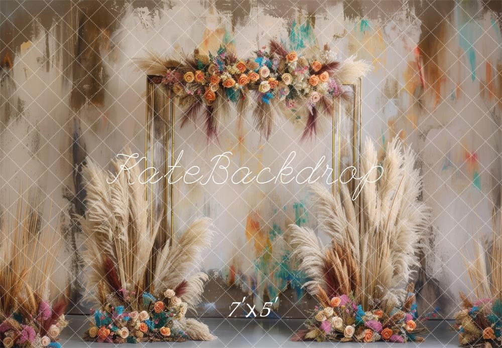 Kate Boho Floral Pampas Backdrop Designed by Mini MakeBelieve