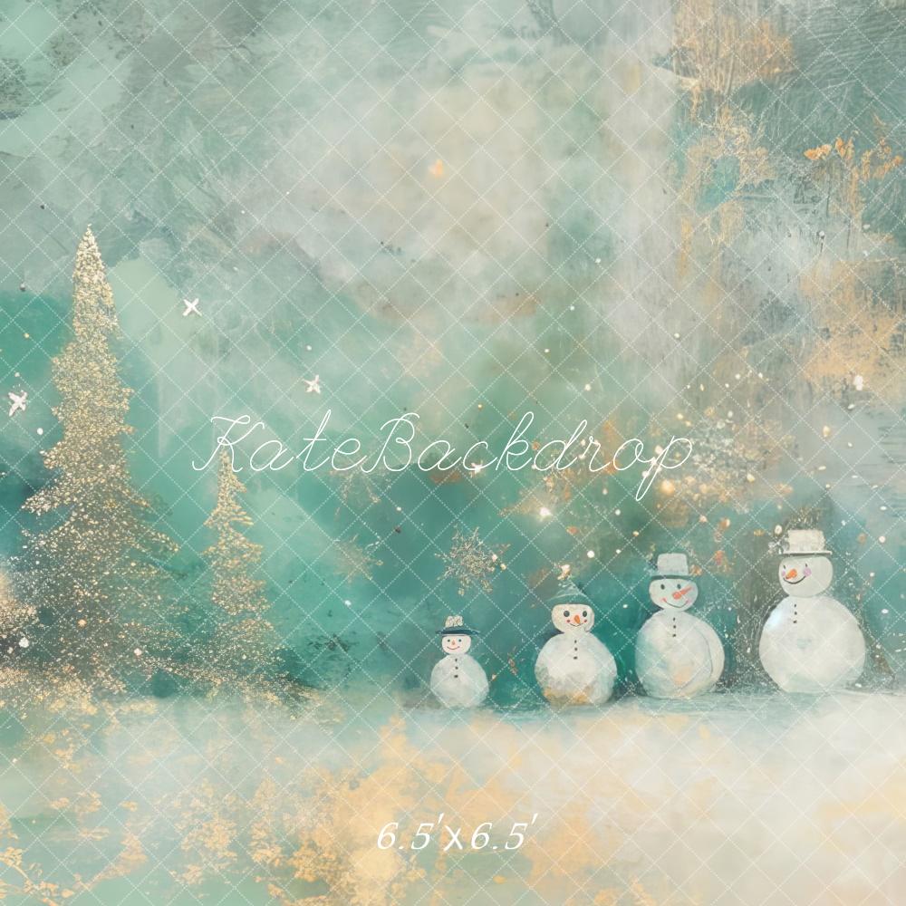 Fondo de invierno Navidad muñeco de nieve copos de nieve diseñado por Lidia Redekopp