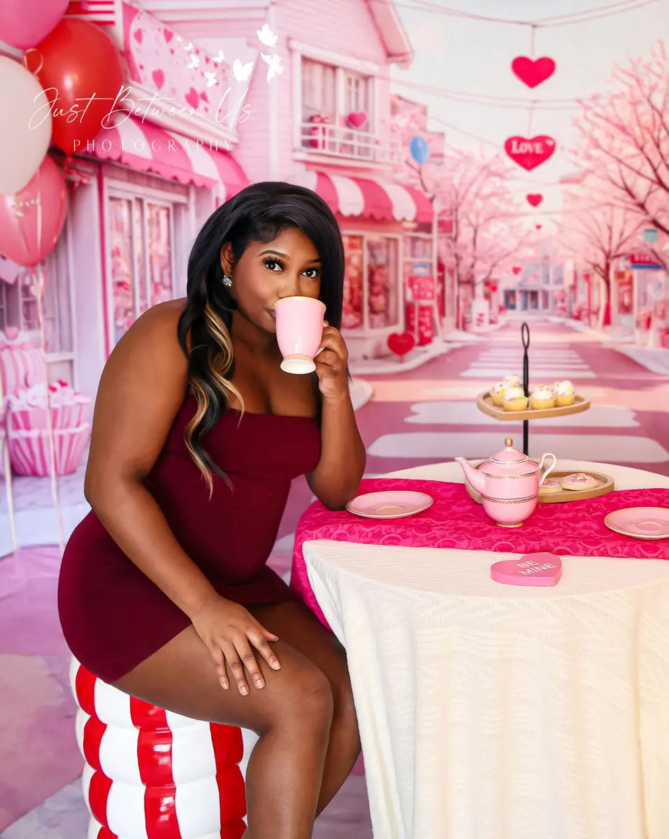 Kate Pink Love Street Cupcake Backdrop Designed by Emetselch