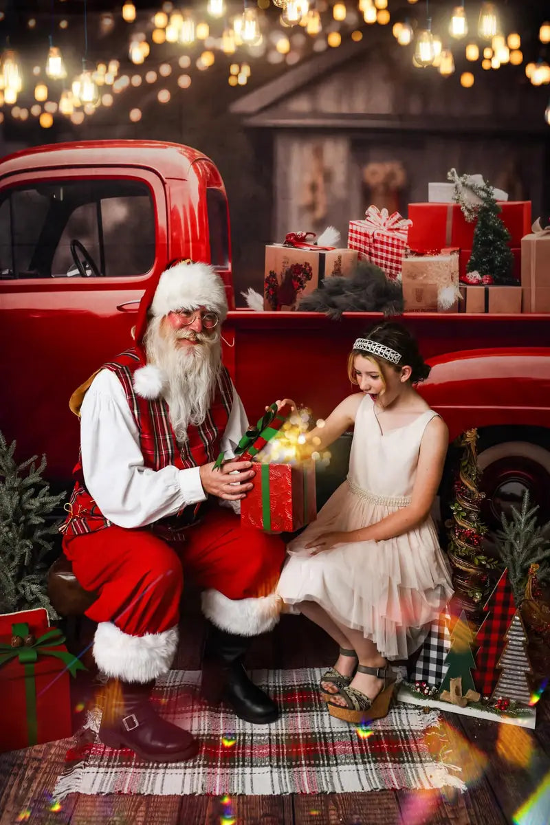 Kate Christmas Red Full Truck Backdrop for Photography