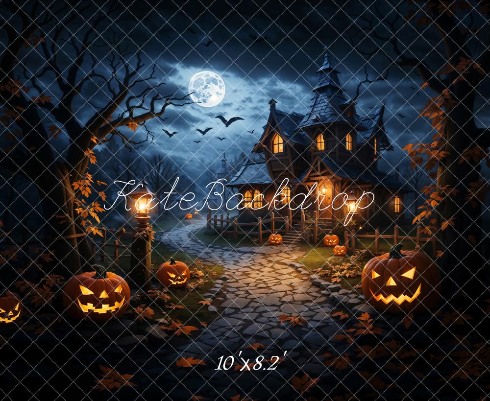 Kate Halloween Pumpkin Magic Dark Forest Castle Backdrop Designed by Emetselch