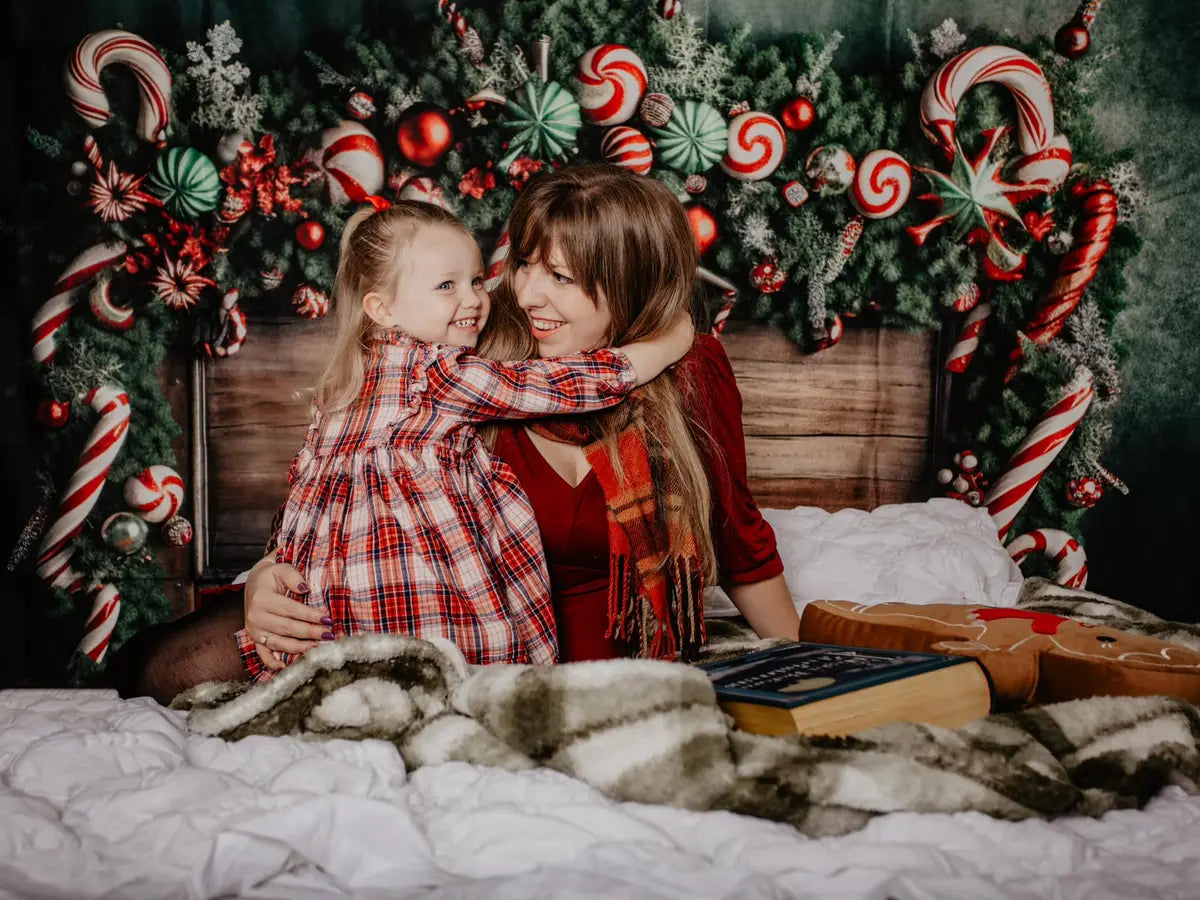 Kate Christmas Candy Cane Headboard Fleece Backdrop Designed by Mandy Ringe Photography