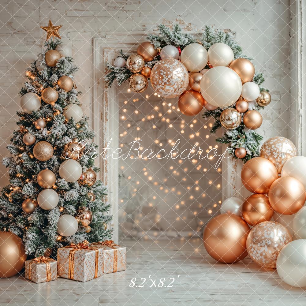 Arco de globos de árbol de Navidad puerta fondo