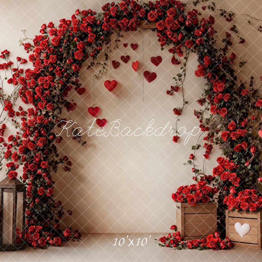 Kate Valentine Flower Arch Red Rose Backdrop Designed by Emetselch