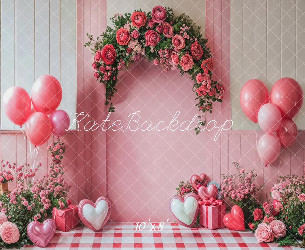 Kate Valentine's Day Rose Arch Balloon Backdrop Designed by Emetselch