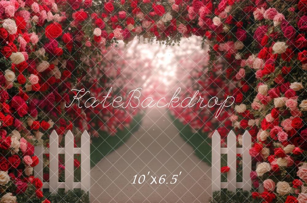 Valentine Bloemenboog Romantisch Pad Foto Achtergrond Designed by Mini MakeBelieve