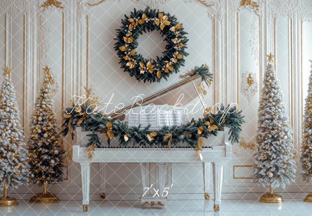 Kerst Piano Krans Boom Foto Achtergrond Designed by Mini MakeBelieve