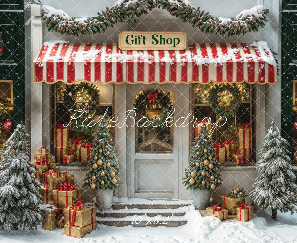 Kate Christmas Gift Shop Snow Backdrop Designed by Emetselch