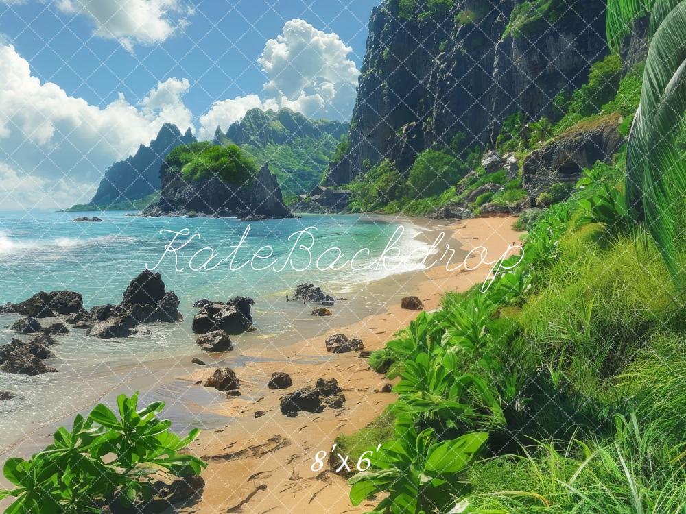 Kate Beach Tropical Island Mountain Backdrop Designed by Megan Leigh Photography