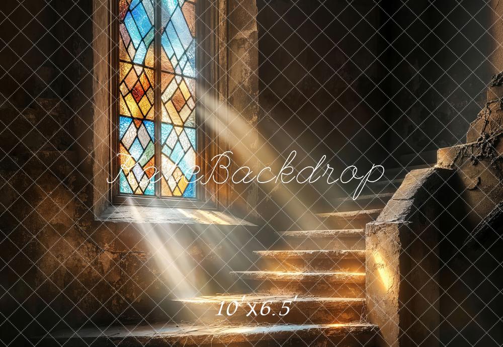 Kate Church Stained Glass Cascading Stairs Backdrop Designed by Emetselch