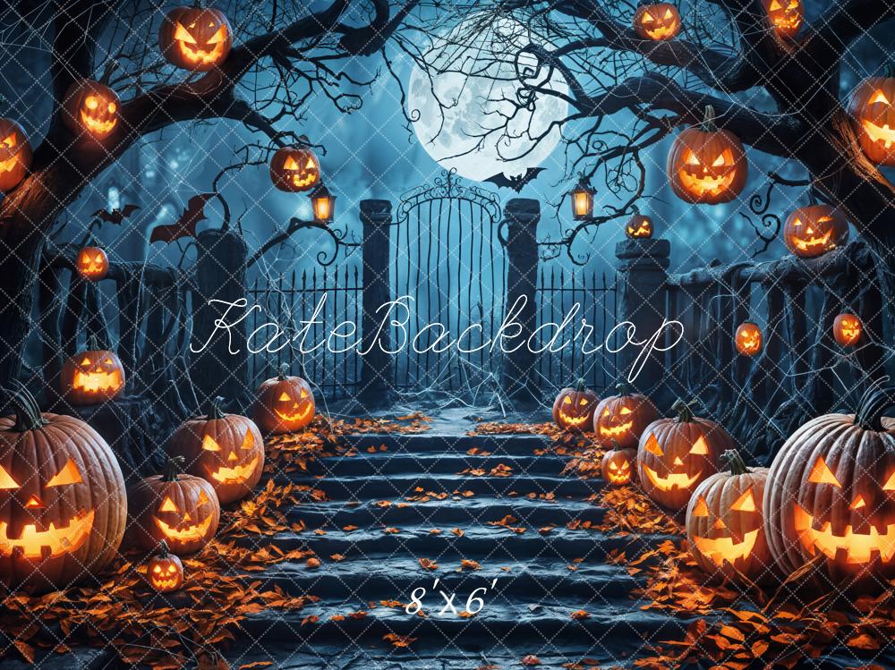 Kate Dark Halloween Forest Black Arched Gate Backdrop Designed by Emetselch