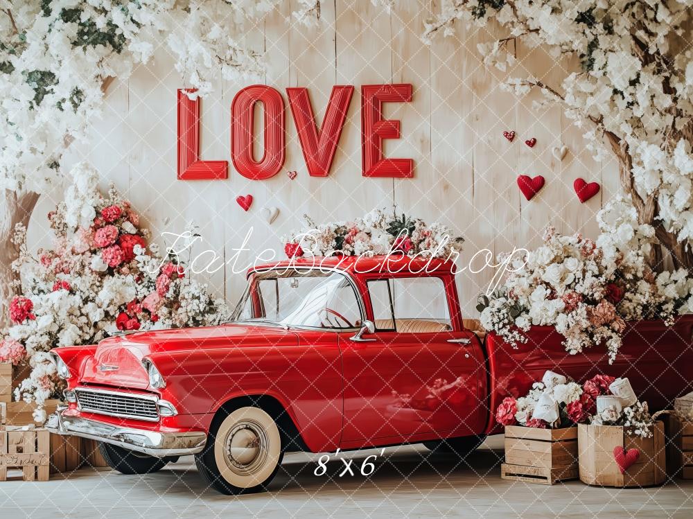 Kate Valentine's Day Love Vintage Car Flowers Backdrop Designed by Patty Roberts