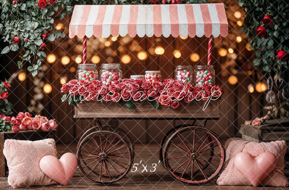 SALE Kate Valentine's Day Candy Rose Cart Pink Backdrop Designed by Emetselch