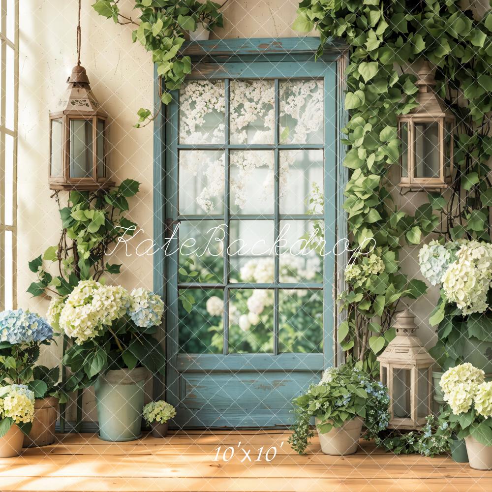 Lightning Deal #5 Kate Spring Floral Window Door Hydrangeas Backdrop Designed by Emetselch