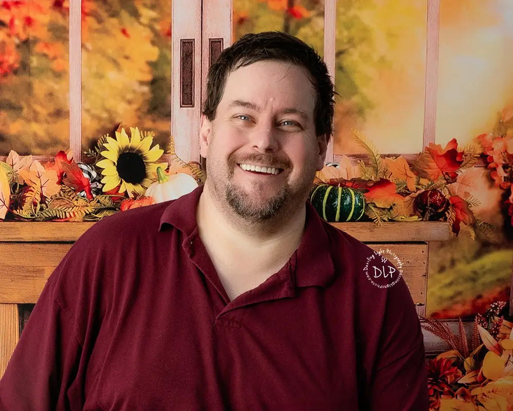 Kate Fall Backdrop Pumpkin Halloween Thanksgiving Sunflower Window Designed by Uta Mueller Photography