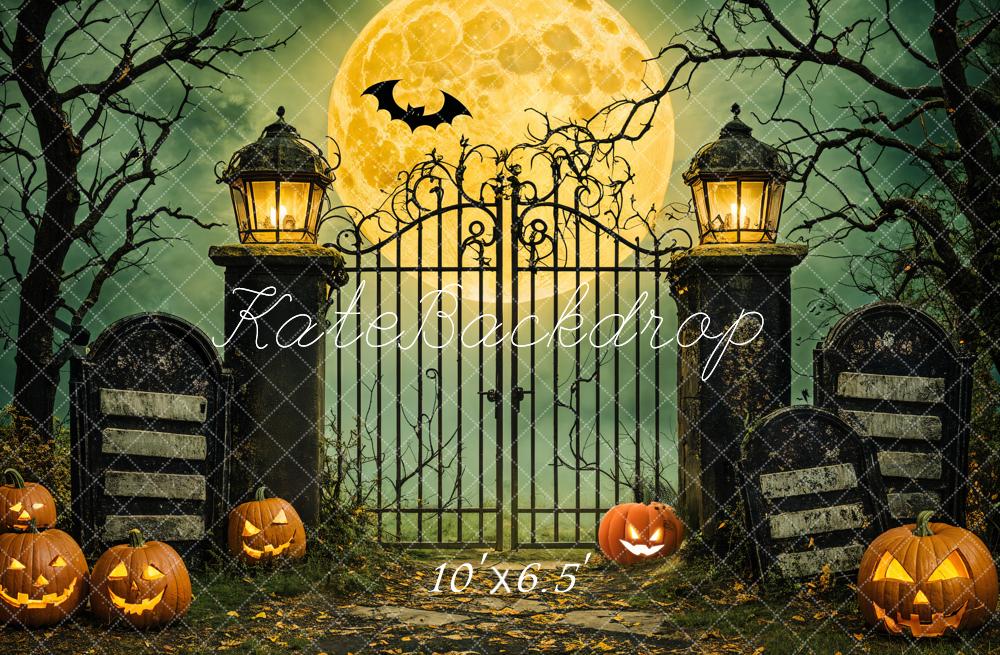 Kate Halloween Moon Gate Pumpkins Backdrop Designed by Emetselch