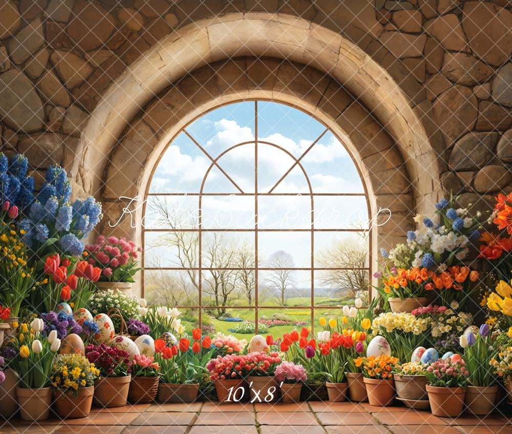 Kate Easter Garden Window Floral Backdrop Designed by Emetselch