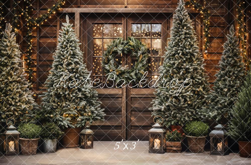 Kate Christmas Tree Outdoor Brown Wooden Barn Backdrop Designed by Emetselch