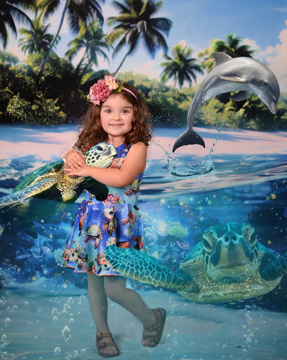 Fantasy Sea Island Colorful Underwater World Backdrop Diseñado por Mini MakeBelieve