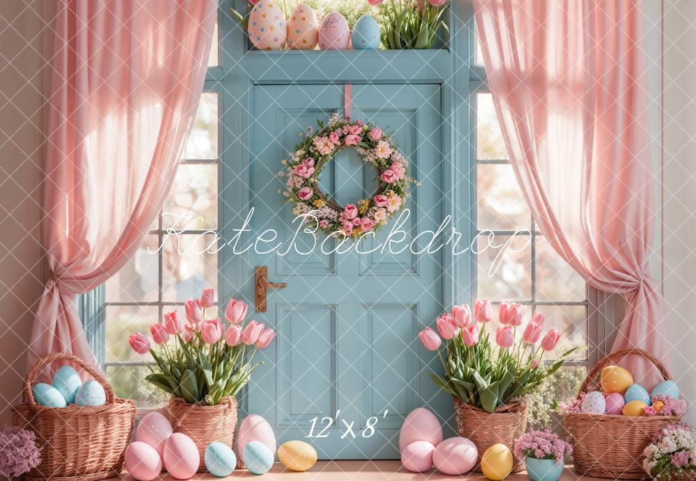 Kate Easter Tulips Eggs Door Pink Backdrop Designed by Emetselch