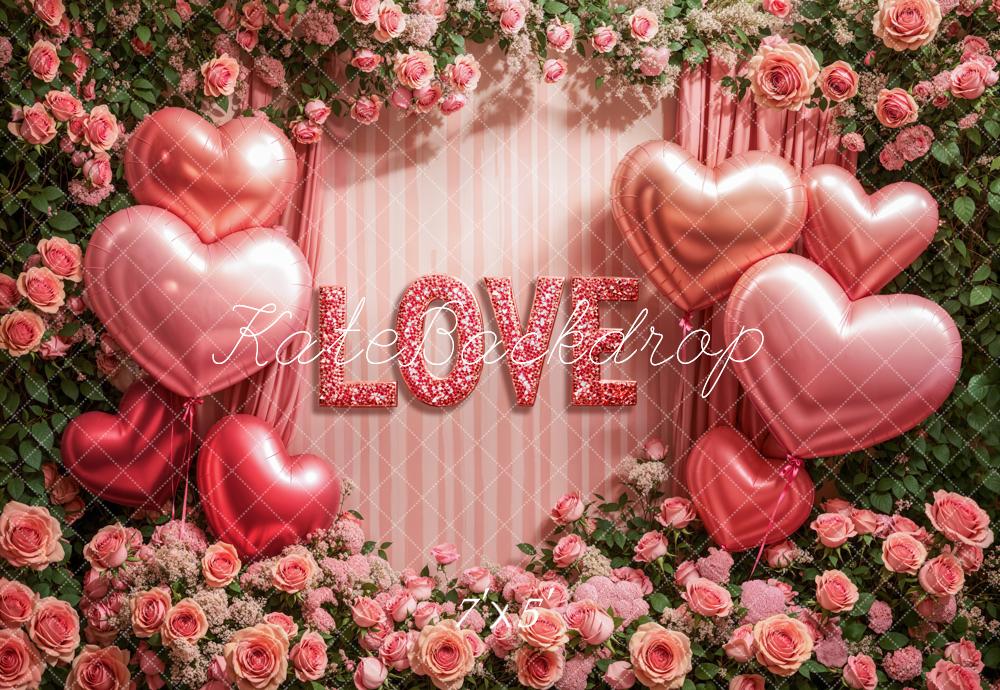 Kate Valentine's Day Floral Heart Balloon Backdrop Designed by Emetselch