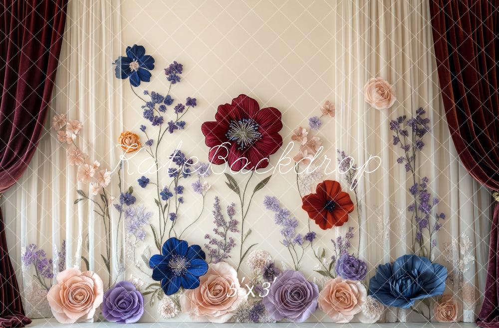 Kate Floral Flower Curtain Backdrop Designed by Mini MakeBelieve