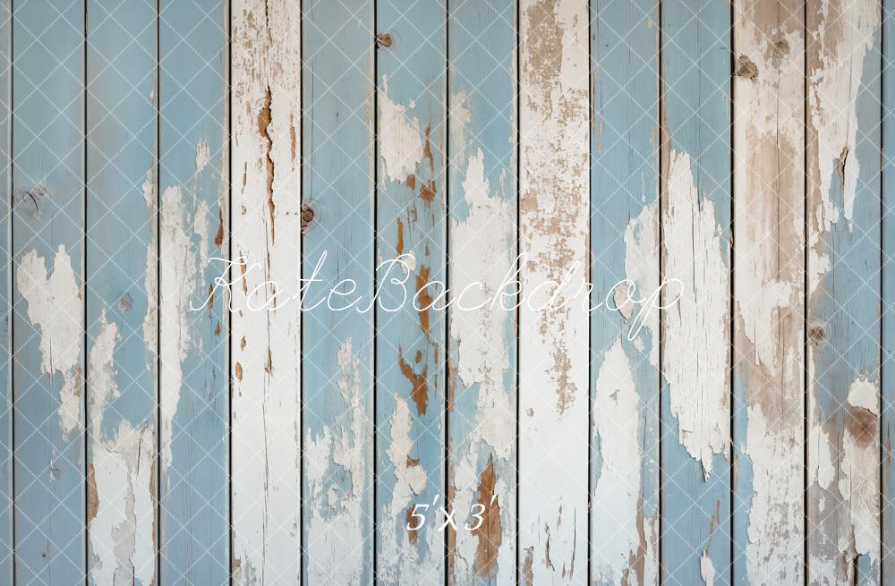 Kate Cream Blue Wood Grain Floor Backdrop Designed by Kate Image