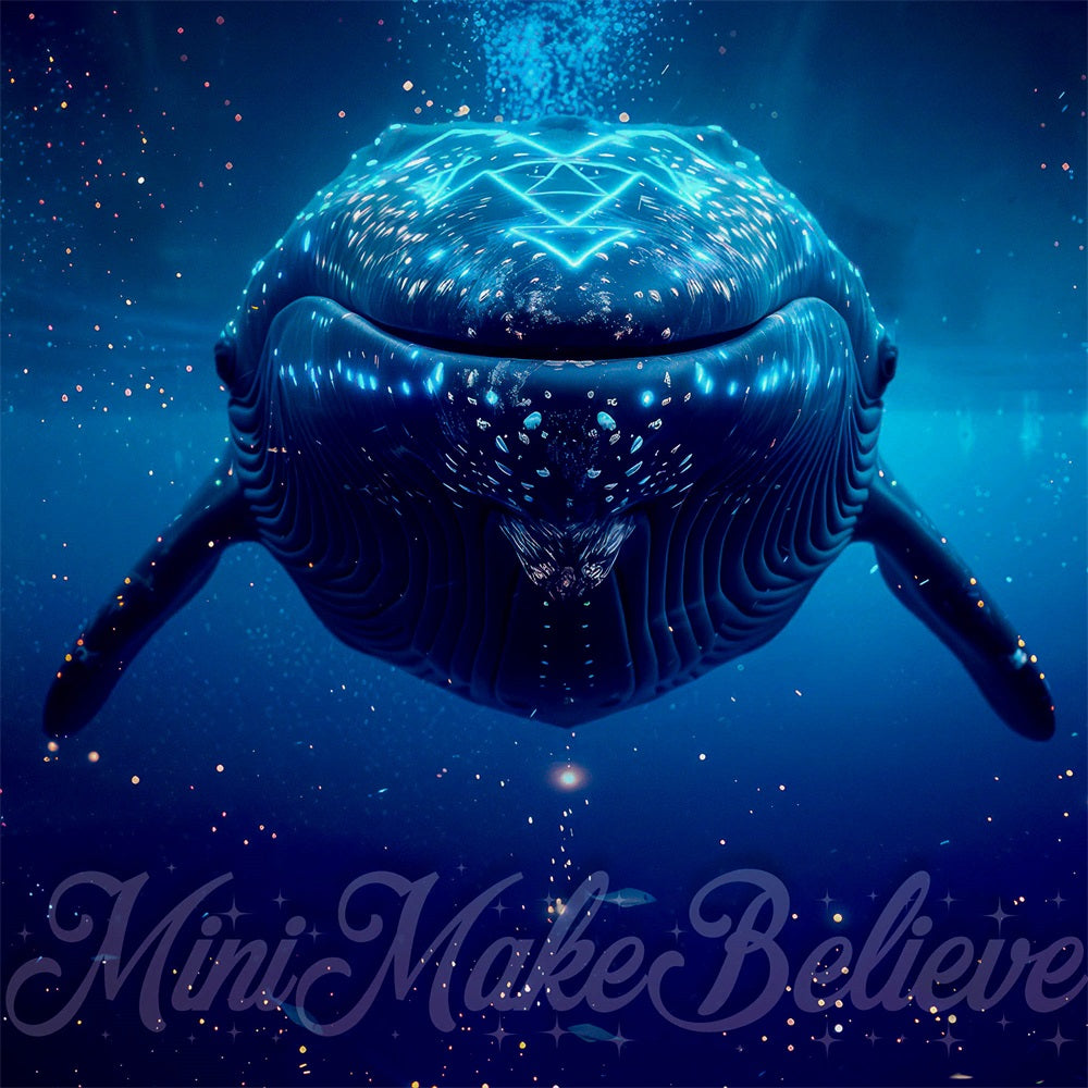 Dark Blue Sea Underwater Whale Foto Achtergrond Designed by Mini MakeBelieve