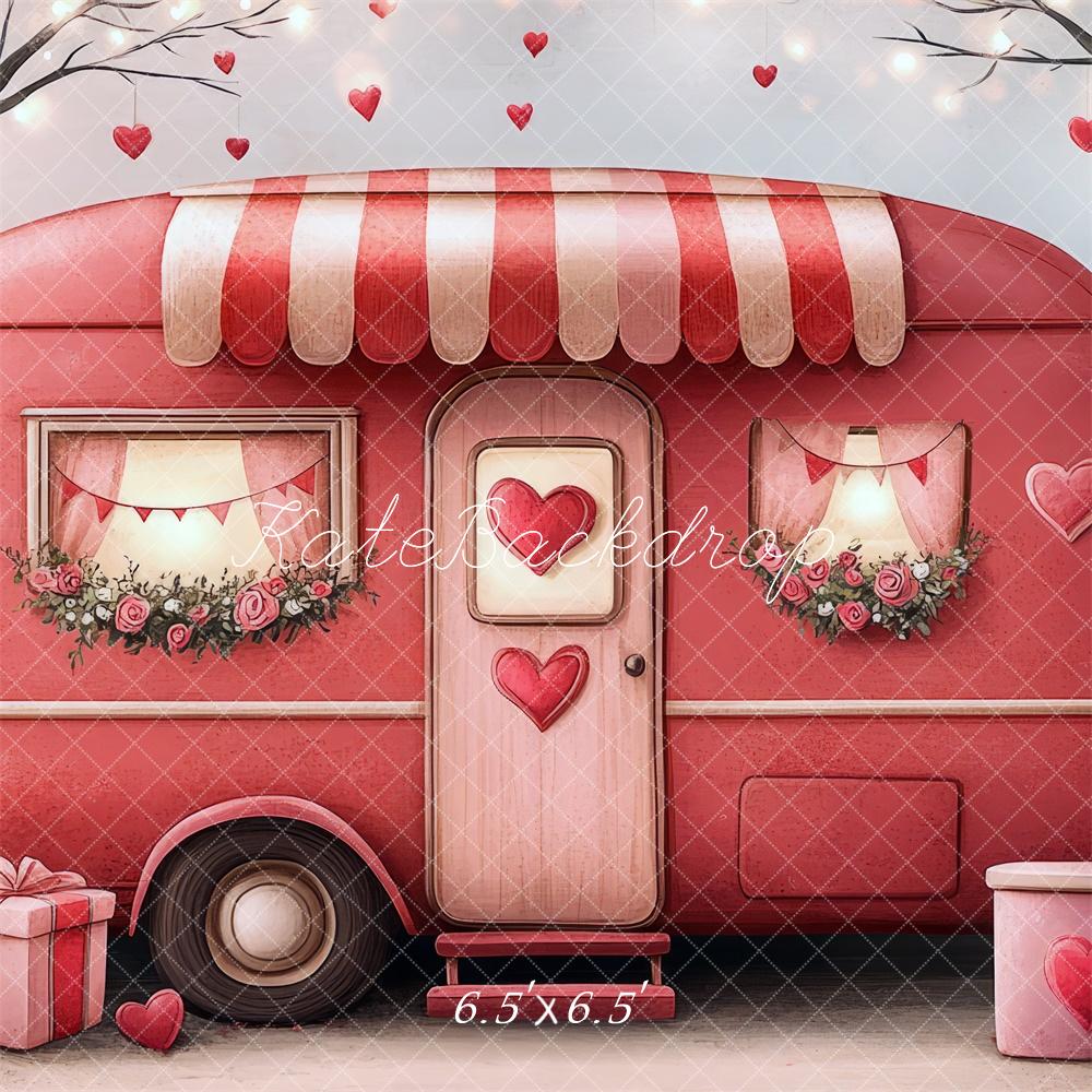 Kate Valentine Red Caravan Backdrop Designed by Mini MakeBelieve