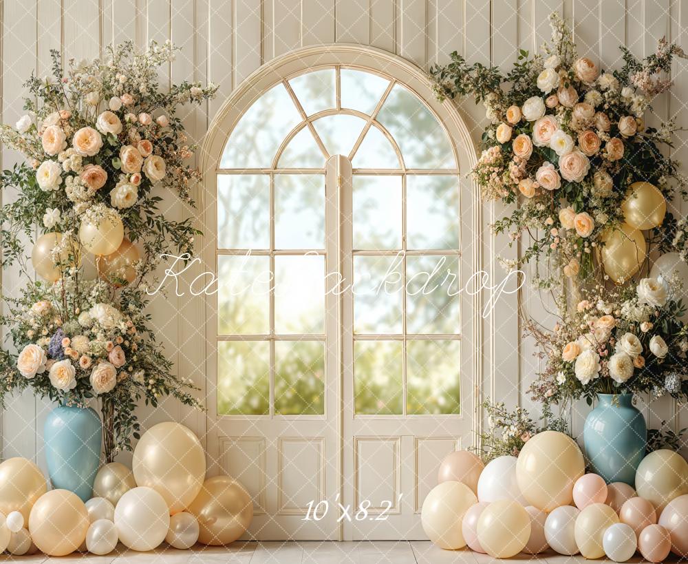 Kate Wedding Floral Arched Window Balloons Backdrop Designed by Emetselch