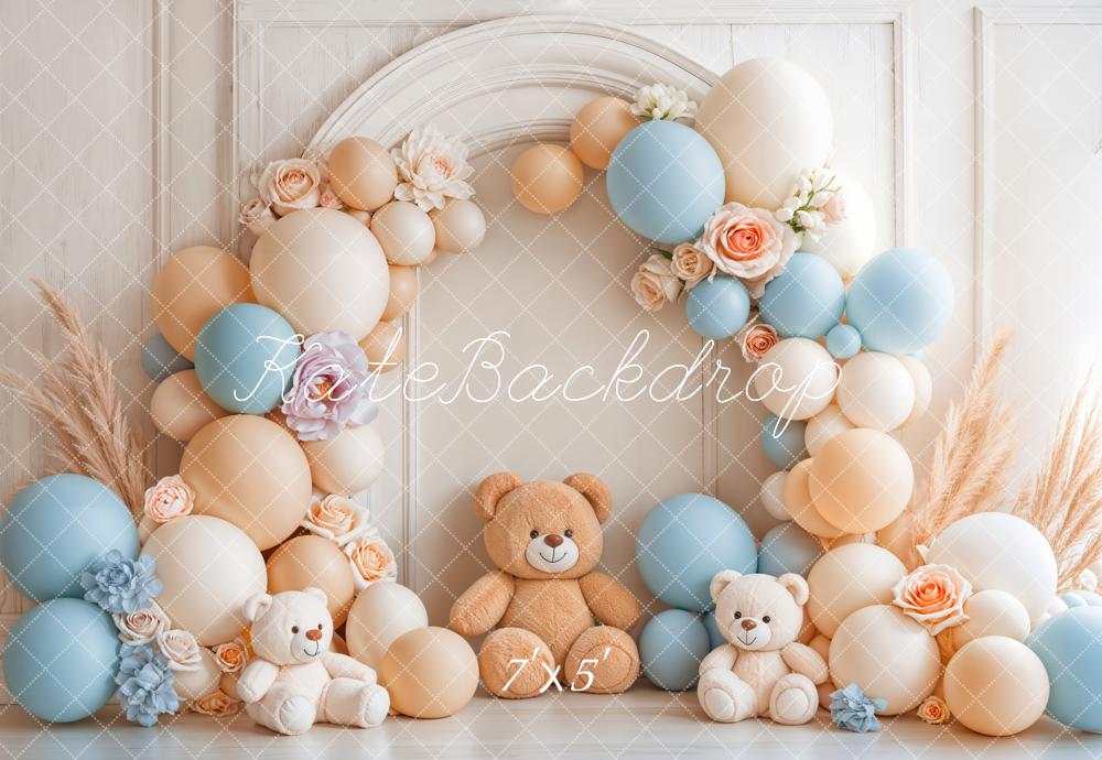 Kate Cake Smash Balloon Teddy Bear Arch Backdrop Designed by Emetselch