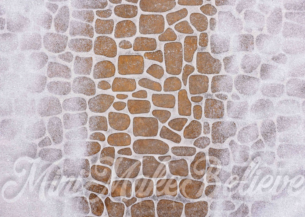 Kate White Glitter Brown Cobblestone Path Floor Backdrop Designed by Mini MakeBelieve