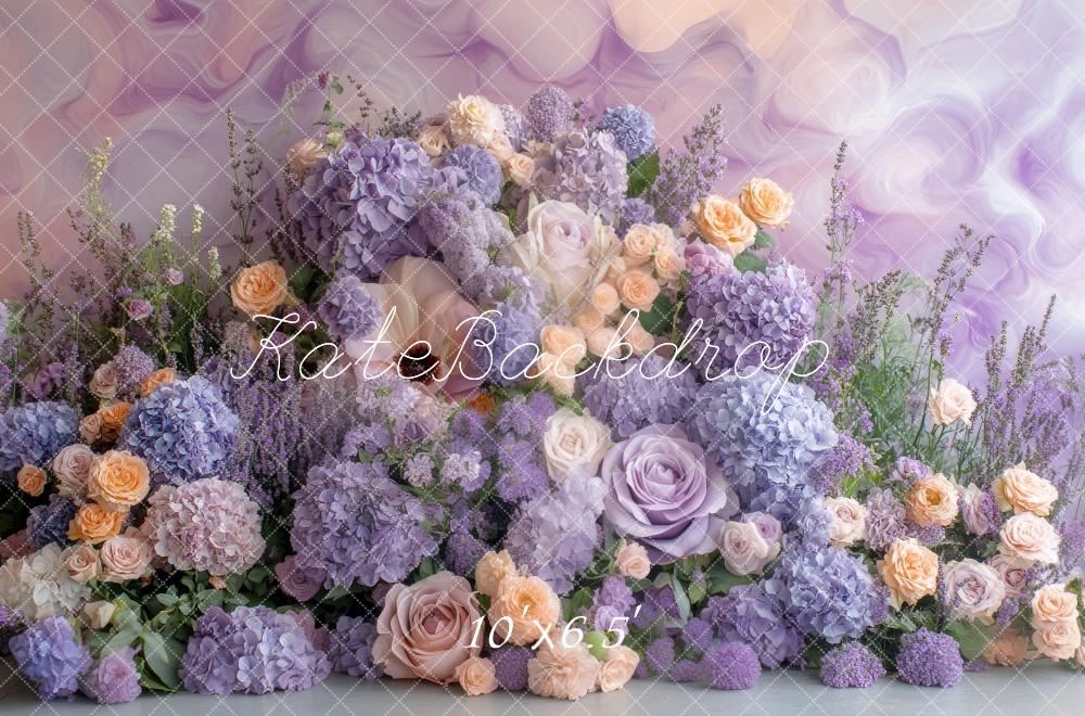 Kate Spring Floral Pastel Purple Backdrop Designed by Mini MakeBelieve