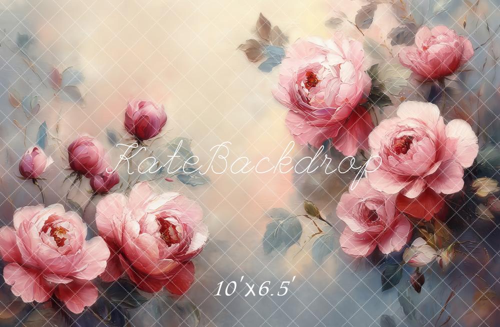 Fondo de Acuarela de Rosas Rosadas de Arte Floral Diseñado por Emetselch