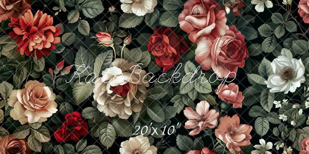 Kate Valentine Vintage Roses Pattern Backdrop Designed by Lidia Redekopp