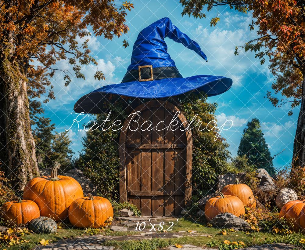 Kate Fall Maple Tree Blue Magic Hat House Backdrop Designed by Emetselch