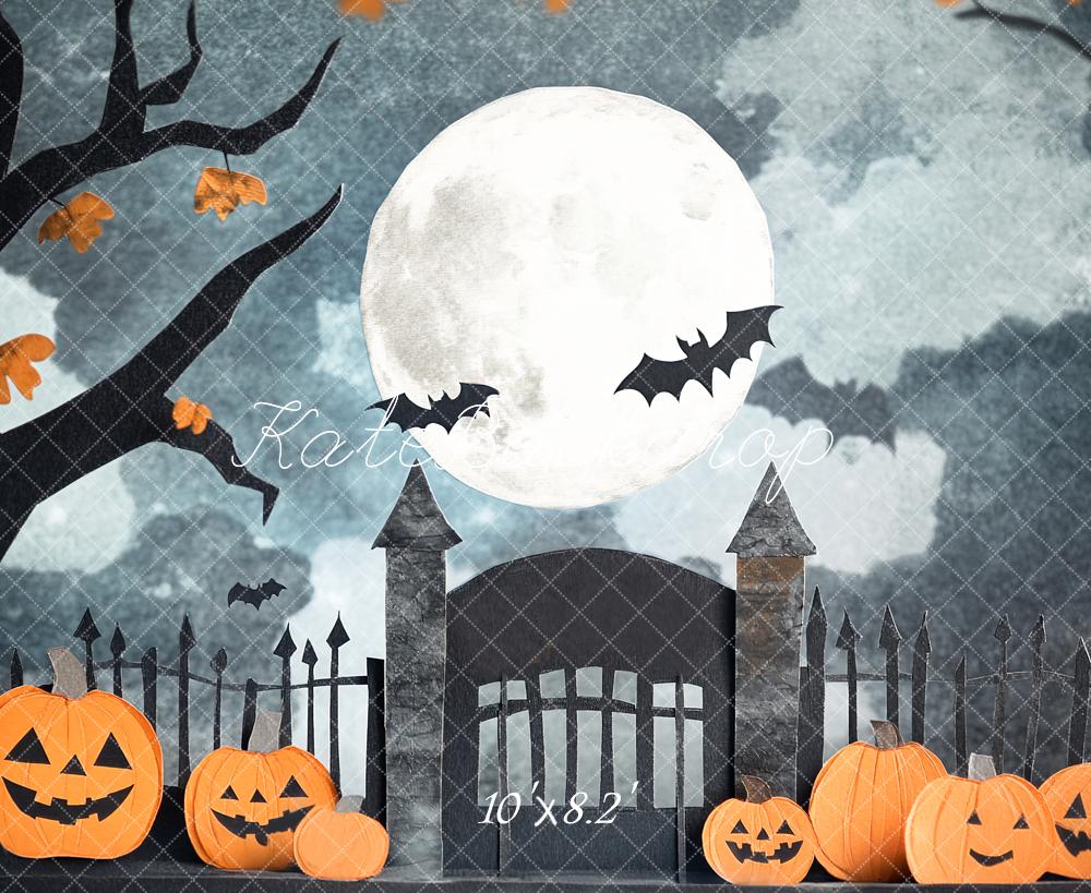 Kate Halloween Moon Pumpkin Gate Backdrop Designed by Emetselch