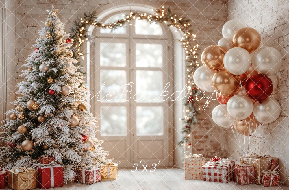 Fondo de Ventana Arco de Globos de Árbol de Navidad diseñado por Emetselch