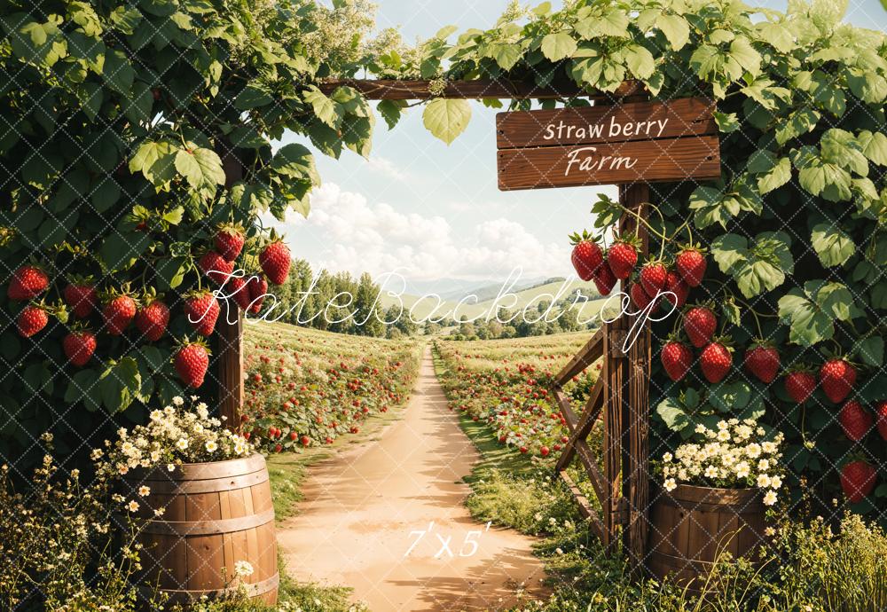 Kate Spring Strawberry Farm Path Rustic Backdrop Designed by Emetselch