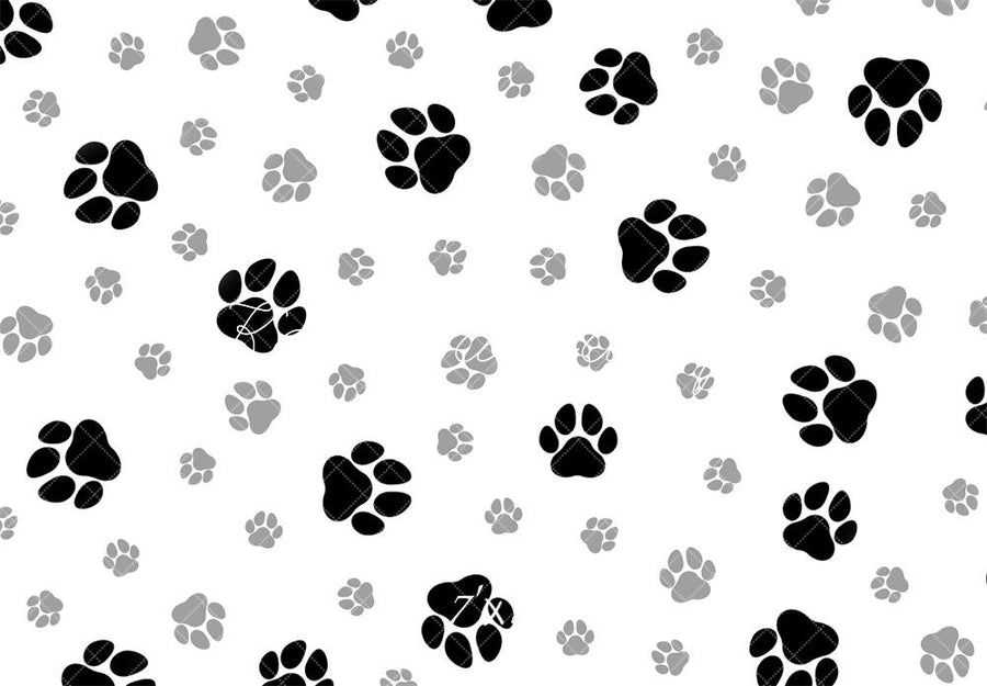 Home Kate White Black Paw Print Pattern Backdrop Designed by Mandy ...