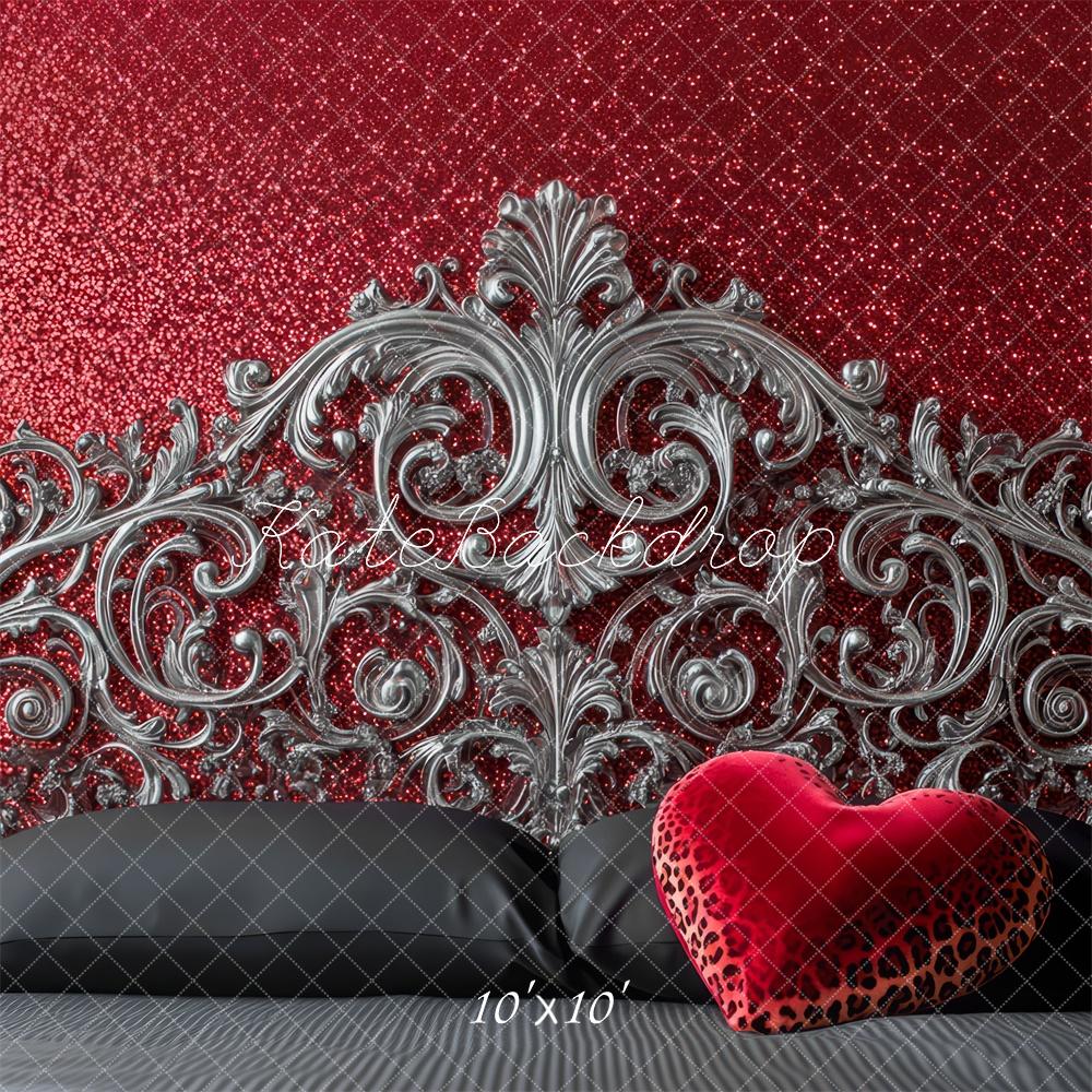 TEST Kate Valentine Headboard Red Glitter Ornate Backdrop Designed by Mini MakeBelieve